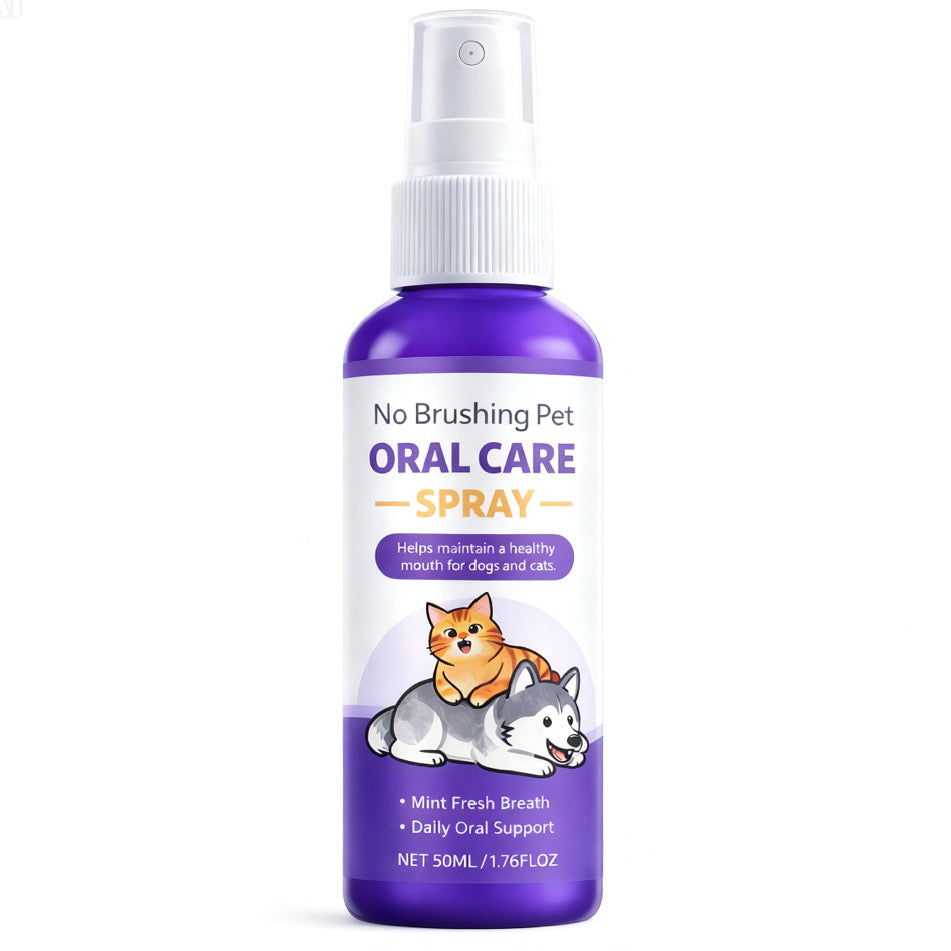 CheerfulPaws Brush Free Pet Dental Spray Water Additive Breath Freshener & Teeth Cleaning Solution