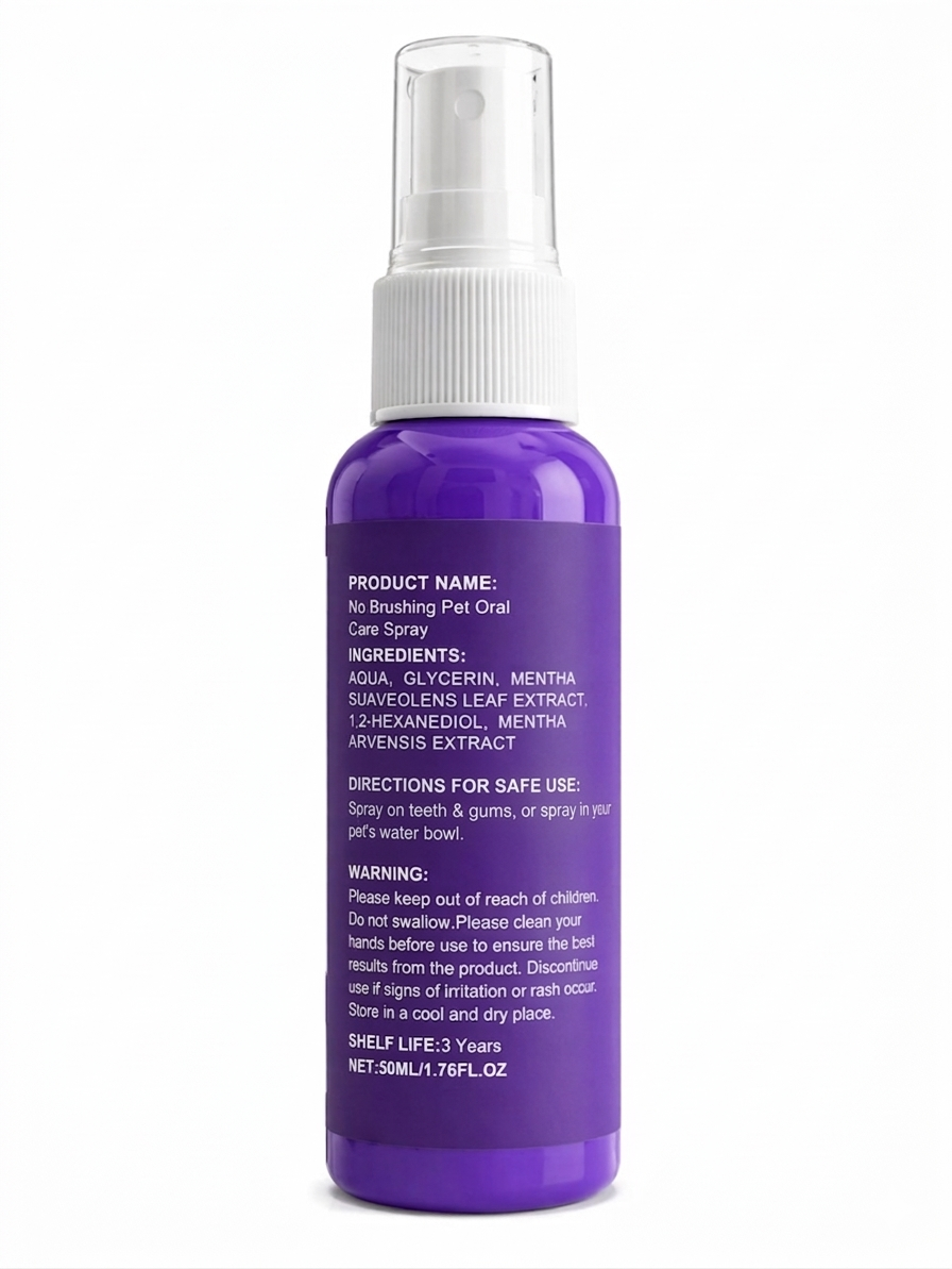 CheerfulPaws Brush Free Pet Dental Spray Water Additive Breath Freshener & Teeth Cleaning Solution