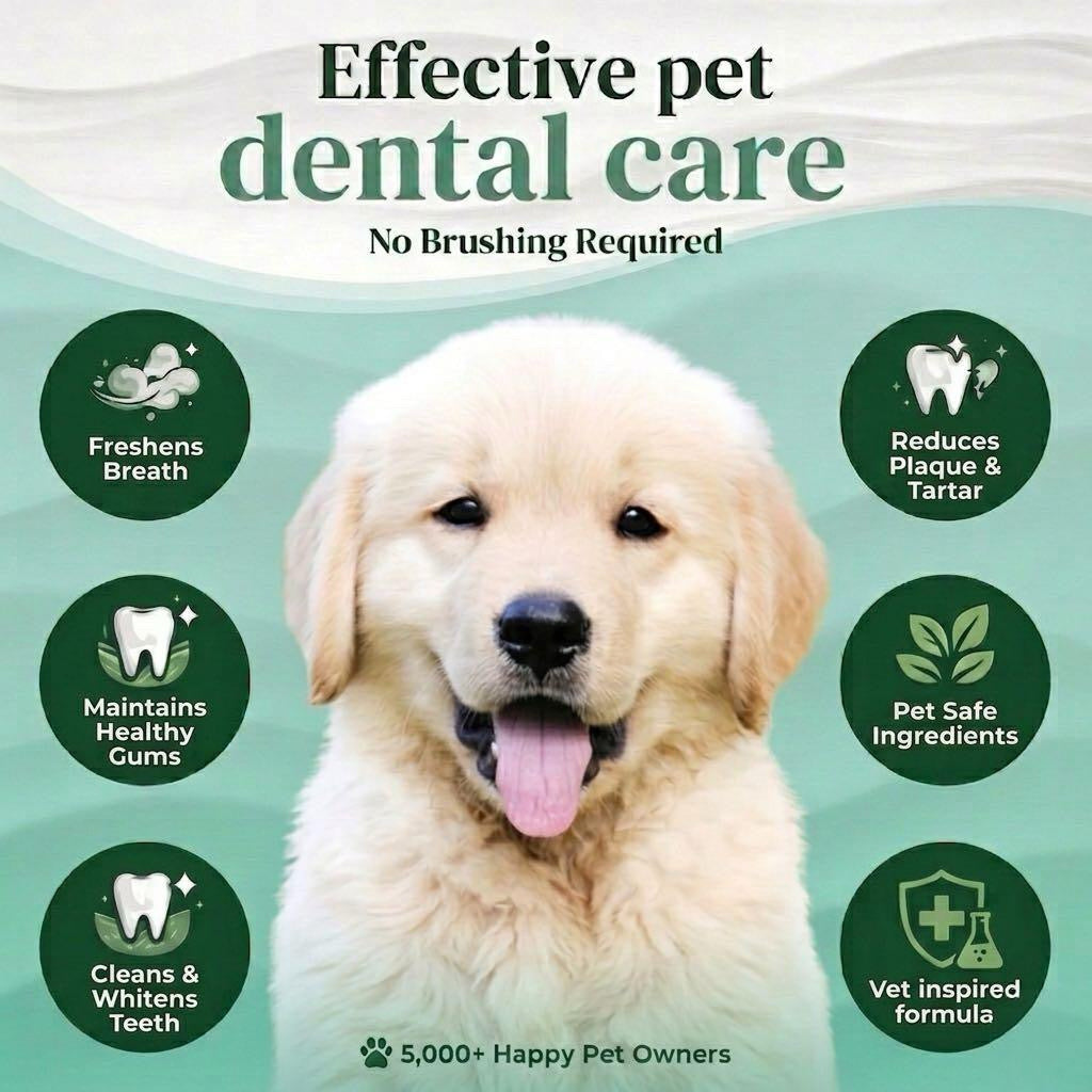 CheerfulPaws Brush Free Pet Dental Spray Water Additive Breath Freshener & Teeth Cleaning Solution
